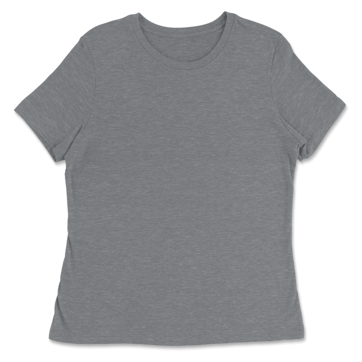 A short-sleeve crewneck t-shirt in heather gray, shown flat against a solid white background.