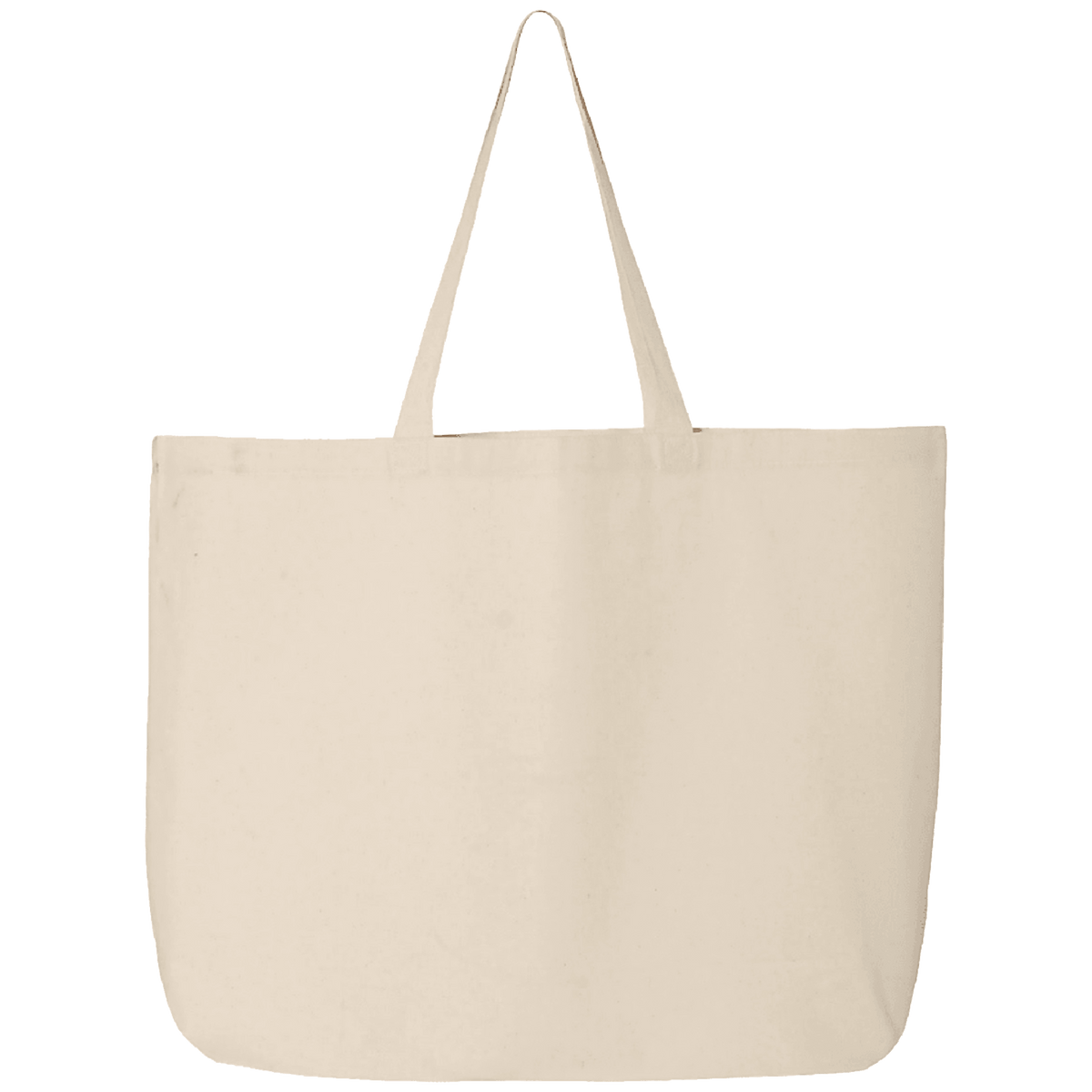 A plain canvas tote bag in a light cream or off-white color, featuring two long shoulder straps and a simple rectangular body, shown against a solid white background.