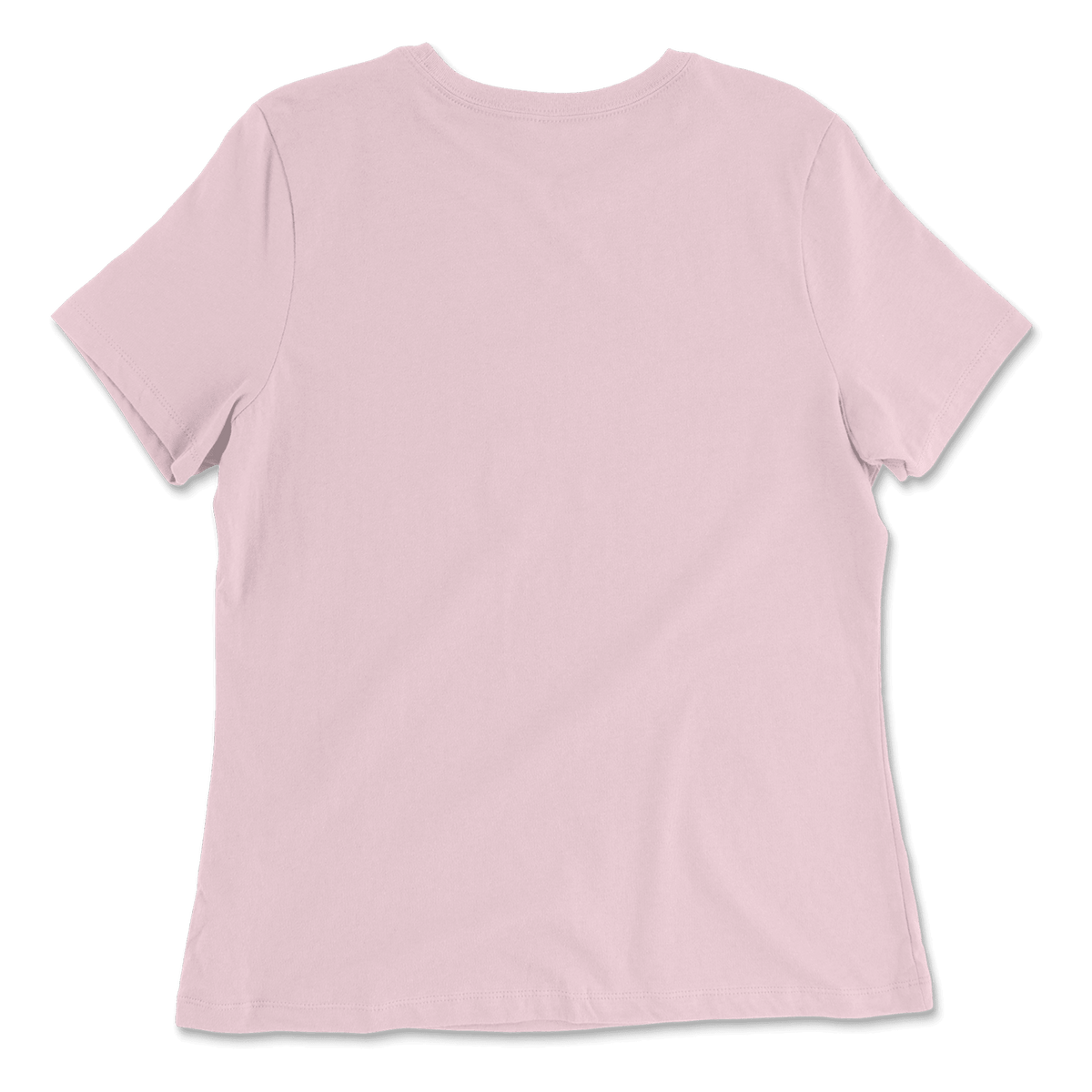 A light pink short-sleeve crewneck t-shirt shown from the back, laid flat against a clean white background.