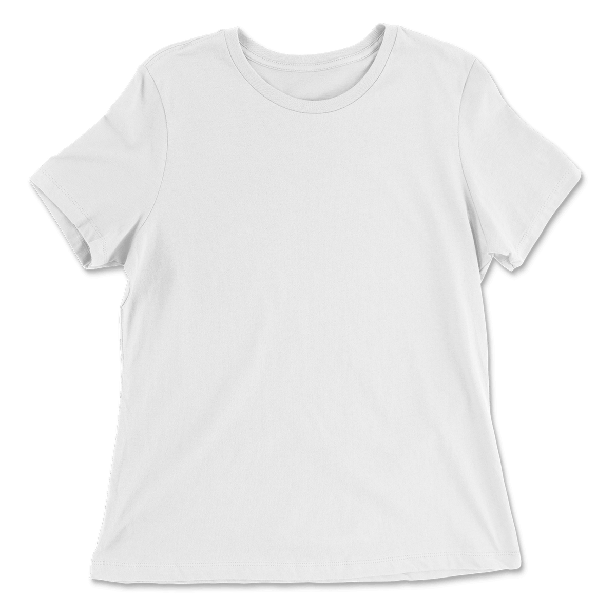 A white short-sleeve crewneck t-shirt shown flat against a solid white background.