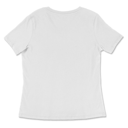 A plain white short-sleeve v-neck t-shirt shown from the back, laid flat against a clean white background.