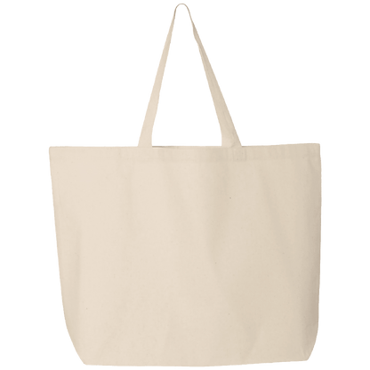A plain canvas tote bag in a light cream or off-white color, featuring two long shoulder straps, shown against a solid white background.