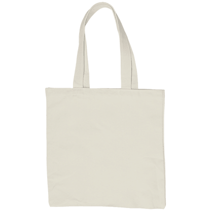 A plain canvas tote bag in a light cream or off-white color, shown against a solid white background.