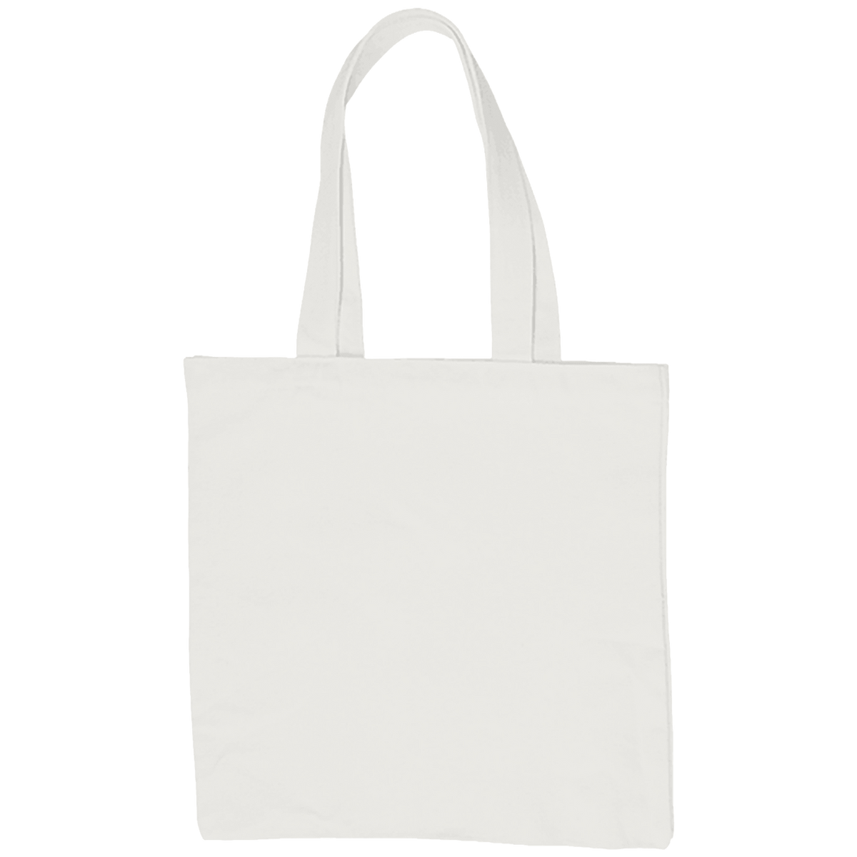 A plain white canvas tote bag with two shoulder straps, shown against a solid white background.