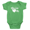 Grass green onesie with one chicago hearts me design