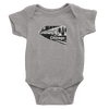 Heather Grey onesie with Chicago train in black and white