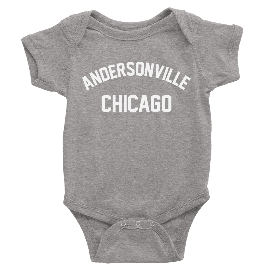 Heather Grey Onesie with Andersonville Design in White